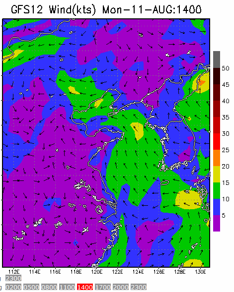 60km Resolution forecast map at 2pm during race time