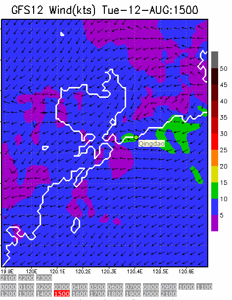 1km Resolution forecast map at 2pm during race time