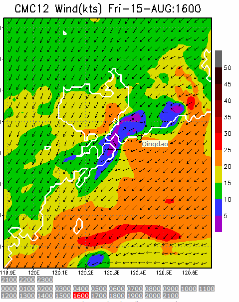 1km Resolution forecast map at 4pm during race time
