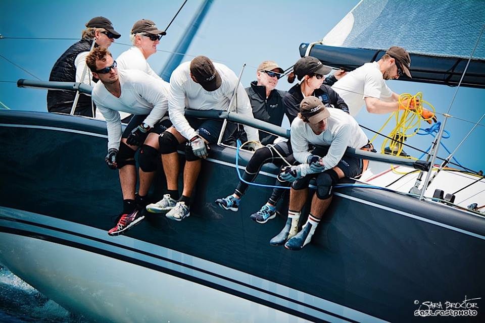 Skipper Alex Roepers, rear with black vest, and the Plenty team. Photo by Sara Proctor.