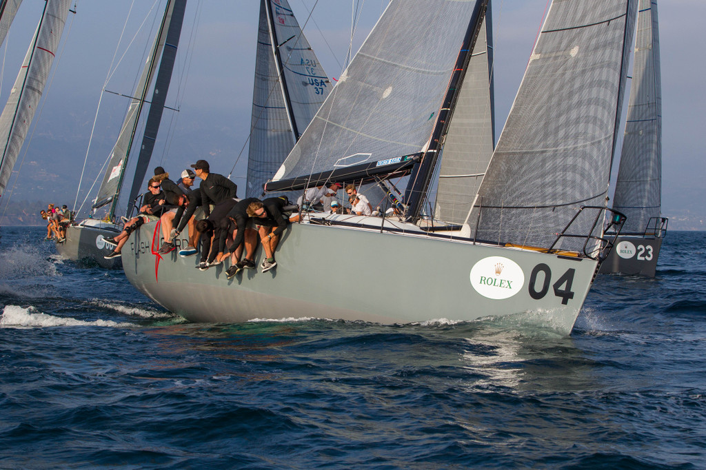 Helmut Jahn (far left with sunglasses) on his Flash Gordon 6. Photos are editorial free with use of the event title: 2015 Rolex Farr 40 North American Championship and photo credit: Rolex/Sharon Green