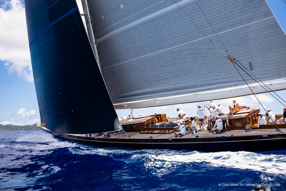 Topaz sailing in the J Class Race at the St. Barth's Bucket Regatta. Photo by Cory Silken.