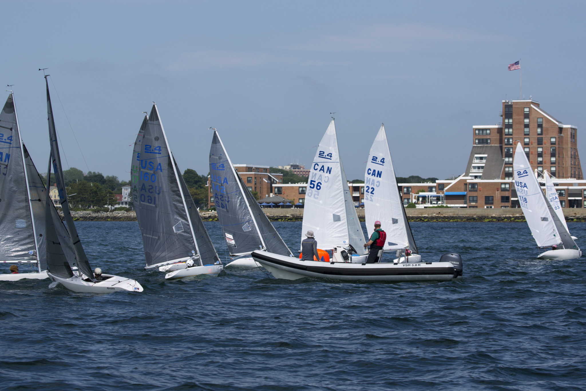 Coaches working with 2.4mR class Clagett 2016 credit Clagett regatta-Billy Black
