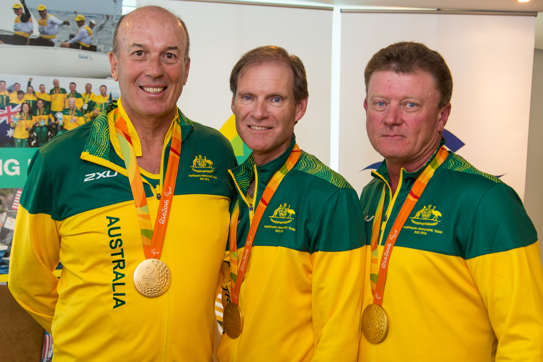 Australian Rio Paralympians Jonathan Harris, Colin Harrison and Russell Boaden Credit Beau Outteridge Australian Sailing