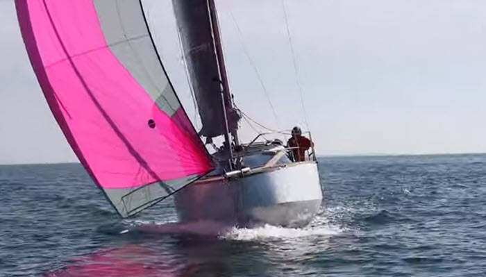 scow bow cruising sailboat