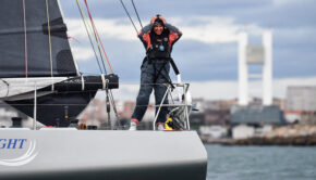 scow bow cruising sailboat